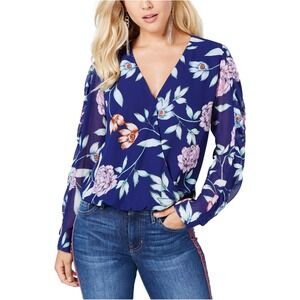 Guess Blouse Women's L Floral Spring LongSteve Light Weight Flowy